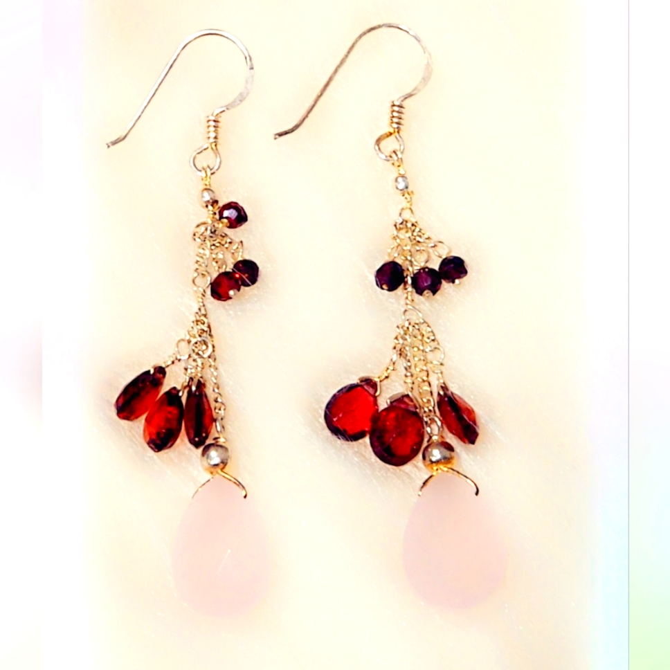 Sterling Silver Gemstone Dangle Earrings 68$